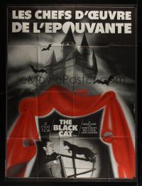 8c122 BLACK CAT French 1p R80s great image of Bela Lugosi + artwork of bats flying around castle!