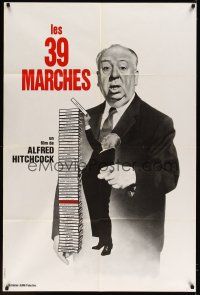 8c098 39 STEPS French 31x47 R70s great huge image of Alfred Hitchcock stacking his own movies!