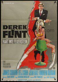 8c080 IN LIKE FLINT German 33x47 '67 art of secret agent James Coburn & sexy Jean Hale by Rutters!