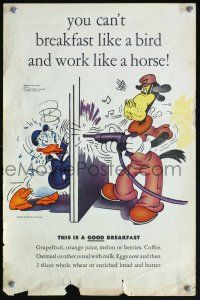 8c043 WALT DISNEY BREAKFAST ANNOUNCEMENT 13x19 World War II poster '43 great image of Donald Duck!