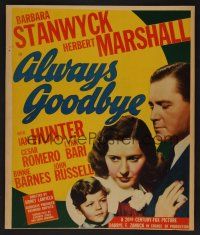 8c356 ALWAYS GOODBYE WC '38 full-length romantic image of Barbara Stanwyck & Herbert Marshall!