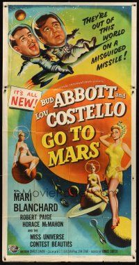 8d328 ABBOTT & COSTELLO GO TO MARS 3sh '53 art of wacky astronauts Bud & Lou in outer space!