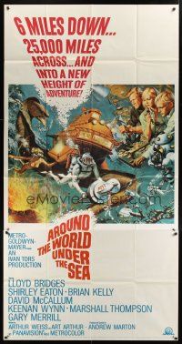 8d337 AROUND THE WORLD UNDER THE SEA 3sh '66 Lloyd Bridges, great scuba diving fantasy art!