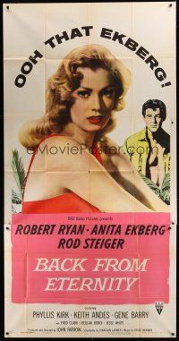 8d339 BACK FROM ETERNITY style A 3sh '56 super close up of that sexy Anita Ekberg & Robert Ryan!