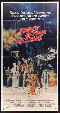 8d343 BATTLE BEYOND THE STARS 3sh '80 Richard Thomas, Robert Vaughn, Gary Meyer sci-fi art!