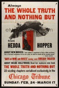 8d022 WHOLE TRUTH & NOTHING BUT 40x60 '62 the famous gossip columnist Hedda Hopper's book!