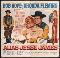 8d061 ALIAS JESSE JAMES 6sh '59 wacky outlaw Bob Hope & sexy Rhonda Fleming!