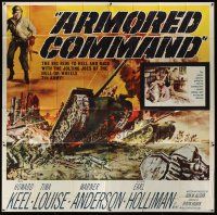 8d064 ARMORED COMMAND 6sh '61 Burt Reynolds' first movie, great art of tank on battlefield!