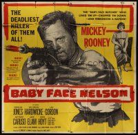 8d066 BABY FACE NELSON 6sh '57 great art of Public Enemy No. 1 Mickey Rooney firing tommy gun!