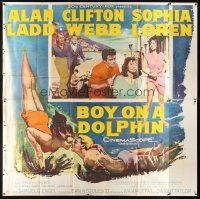 8d072 BOY ON A DOLPHIN 6sh '57 art of Alan Ladd & sexiest Sophia Loren swimming underwater!