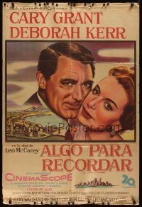 8d169 AFFAIR TO REMEMBER Argentinean '57 romantic art of Cary Grant about to kiss Deborah Kerr!