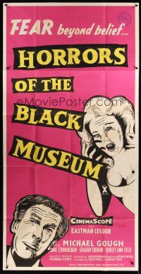 8d051 HORRORS OF THE BLACK MUSEUM English 3sh '59 June Cunningham has FEAR beyond belief!