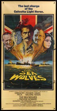 8d057 SEA WOLVES English 3sh '80 different art of Gregory Peck, Roger Moore & David Niven!