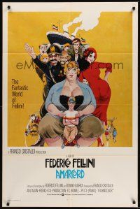 8e030 AMARCORD int'l 1sh '74 Federico Fellini classic comedy, Juliano Geleng artwork!