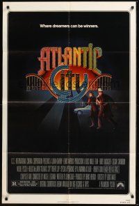 8e048 ATLANTIC CITY 1sh '81 Burt Lancaster, cool Gerard Huerta art of New Jersey gambling town!