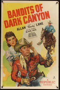 8e057 BANDITS OF DARK CANYON 1sh '48 cowboy Allan Rocky Lane, Black Jack & Linda Johnson!
