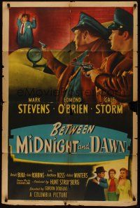 8e077 BETWEEN MIDNIGHT & DAWN 1sh '50 Gordon Douglas directed, Mark Stevens, Gale Storm!