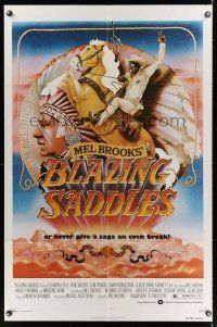 8e099 BLAZING SADDLES 1sh '74 classic Mel Brooks western, art of Cleavon Little by John Alvin!