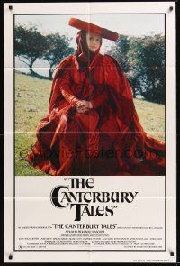 8e141 CANTERBURY TALES 1sh '80 Pier Paolo Pasolini, image of woman in wild red outfit!