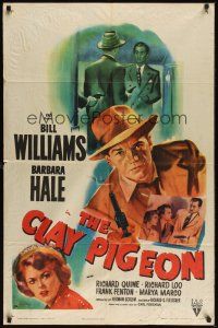 8e168 CLAY PIGEON style A 1sh '49 Barbara Hale & Bill Williams, Widhoff art!
