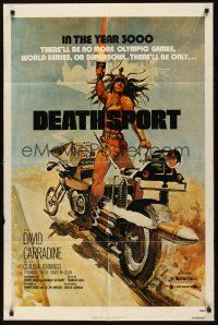 8e219 DEATHSPORT 1sh '78 David Carradine, great artwork of futuristic battle motorcycle!