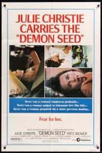 8e221 DEMON SEED style B 1sh '77 Julie Christie is profanely violated by a demonic machine!