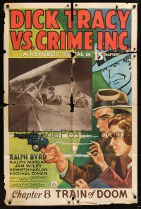 8e233 DICK TRACY VS. CRIME INC. chapter 8 1sh '41 cool art of detective Ralph Byrd, Train of Doom!