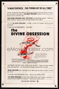 8e239 DIVINE OBSESSION 1sh '76 Lloyd Kaufman, it take more than talent to become a star!