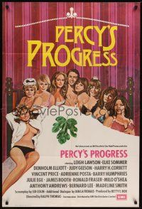 8e656 PERCY'S PROGRESS English 1sh '74 Elke Sommer, art of Leigh Lawson in bed w/sexy women!