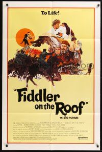 8e302 FIDDLER ON THE ROOF style C int'l 1sh '71 cool artwork of Topol & cast by Ted CoConis!