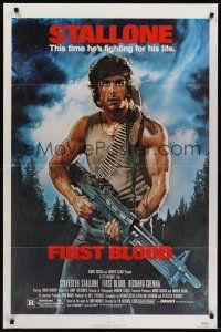 8e305 FIRST BLOOD 1sh '82 artwork of Sylvester Stallone as John Rambo by Drew Struzan!