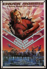 8e317 FORCED VENGEANCE 1sh '82 Chuck Norris is a walking weapon that never misses, Gleason art!