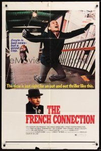8e325 FRENCH CONNECTION 1sh '71 Gene Hackman in movie chase climax, directed by William Friedkin!