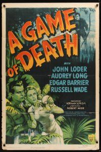 8e335 GAME OF DEATH style A 1sh '45 Robert Wise's version of The Most Dangerous Game!