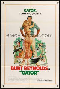 8e338 GATOR 1sh '76 art of Burt Reynolds & Lauren Hutton by McGinnis, White Lightning sequel!