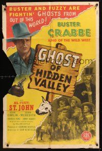 8e343 GHOST OF HIDDEN VALLEY 1sh '46 Buster Crabbe & Fuzzy fightin' ghosts from out of this world!
