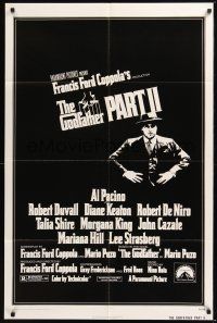 8e349 GODFATHER PART II 1sh '74 Al Pacino in Francis Ford Coppola classic crime sequel!