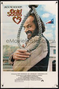 8e350 GOIN' SOUTH 1sh '78 great image of smiling Jack Nicholson by hanging noose in Texas!