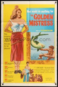 8e352 GOLDEN MISTRESS 1sh '54 John Agar hungered for the pleasure of sexy Rosemarie Bowe!