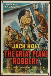 8e360 GREAT PLANE ROBBERY 1sh '40 Jack Holt, Stanley Fields, cool art, terror rides the airways!