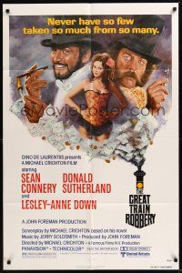 8e361 GREAT TRAIN ROBBERY 1sh '79 art of Sean Connery, Sutherland & Lesley-Anne Down by Tom Jung!
