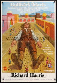 8e363 GULLIVER'S TRAVELS 1sh '77 Richard Harris, cool artwork of tied down Gulliver!