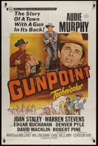 8e365 GUNPOINT 1sh '66 Audie Murphy in the story of a town with a gun in its back!