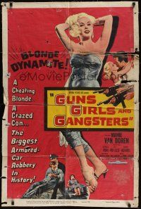 8e366 GUNS, GIRLS & GANGSTERS 1sh '59 sexiest bad girl Mamie Van Doren!