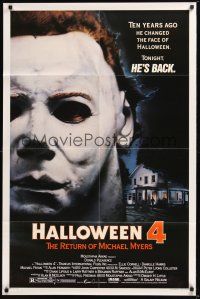 8e369 HALLOWEEN 4 1sh '88 Ten years ago he changed Halloween. Tonight he's back!