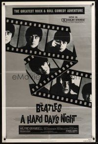 8e371 HARD DAY'S NIGHT 1sh R82 great image of The Beatles, rock & roll classic!
