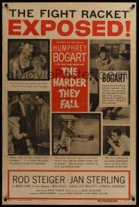 8e373 HARDER THEY FALL style B 1sh '56 Humphrey Bogart, Rod Steiger, boxing, the fight racket!
