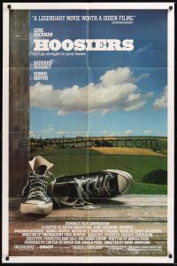 8e406 HOOSIERS 1sh '86 Indiana college sports, best basketball movie ever, great image!