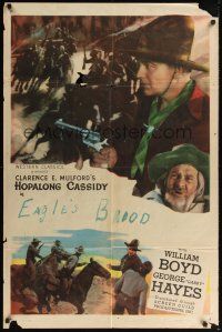 8e407 HOPALONG CASSIDY stock 1sh '40s William Boyd as Hoppy, Gabby Hayes!
