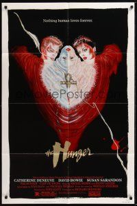 8e416 HUNGER 1sh '83 art of vampire Catherine Deneuve, rocker David Bowie & Susan Sarandon!